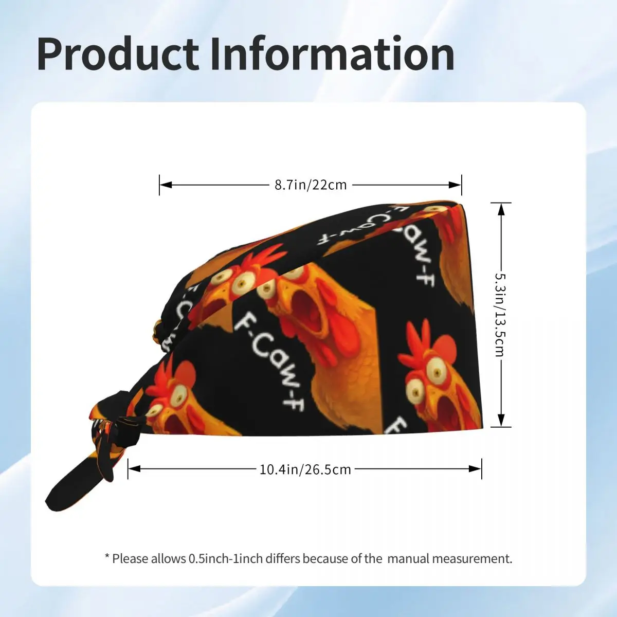 Work Scrubs Hat F-Caw-F Chicken Nursing Hats For Men Women Bandage Tie Back Working Caps Soft Comfy Graphic Medical Cap