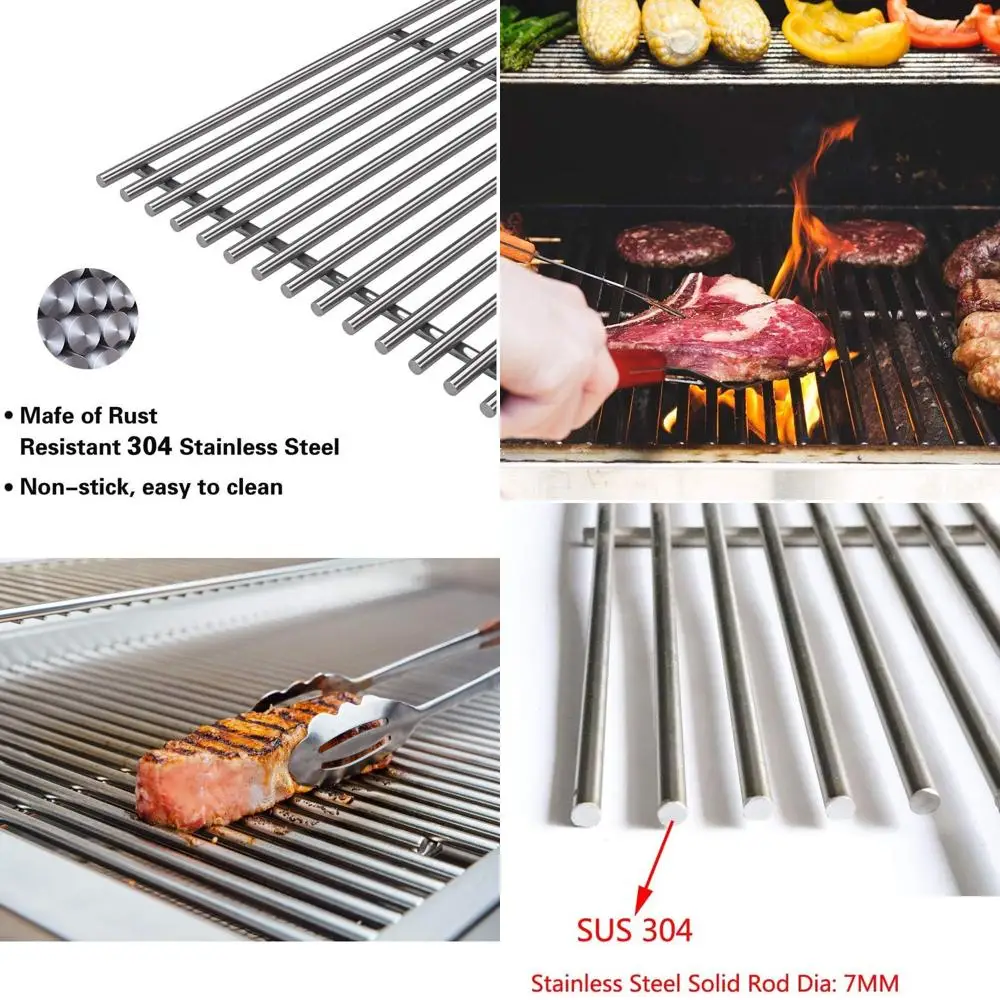 

19 1/8 Stainless Steel Cooking Grid Grates, 3-Pack Replacement for Various Grill Models