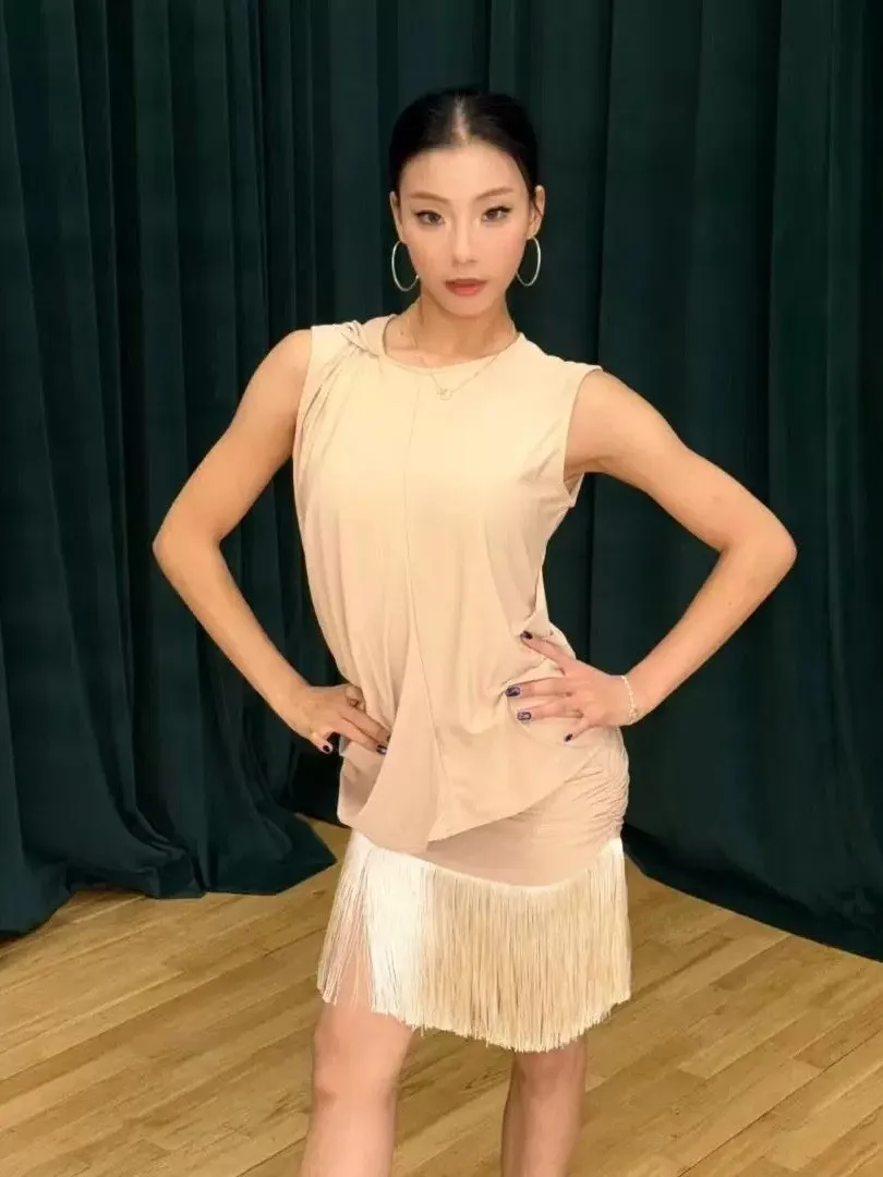 summer-new-latin-dance-cover-up-dress-women's-professional-teacher-practice-costume-sleeveless-skirt-with-tassel-for-adults