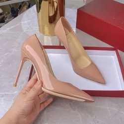 2023 Spring and Autumn Genuine Leather High Heels Shallow Mouth Pointed Fashion Office Women's Single Shoe Sexy Party Pumps 10cm