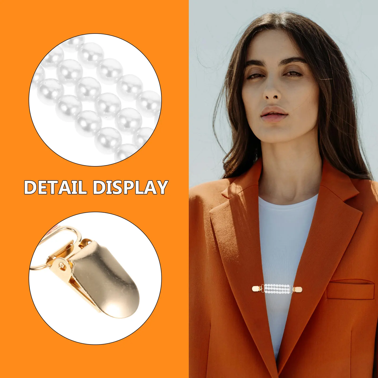 Sophisticated Faux Pearl Shawl Clip for Women Vintage Sweater Chain Clip Cardigan Collar Holder Dress Shirt Closure Brooch