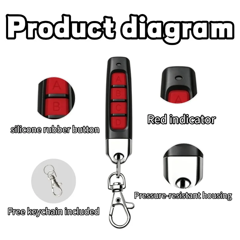 1-20PCS433MHz 4-Channel Universal Garage Gate Remote Duplicator, Cloning Key for Automatic Door Opener Commands