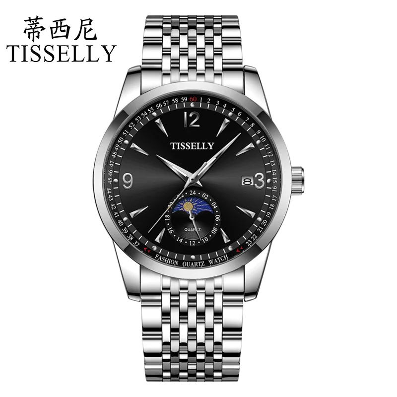 2023 Factory Watch Luxury Brand Men Quartz High Grade Silver Steel Luminous  メンズウオッチ from Brand TISSELLY