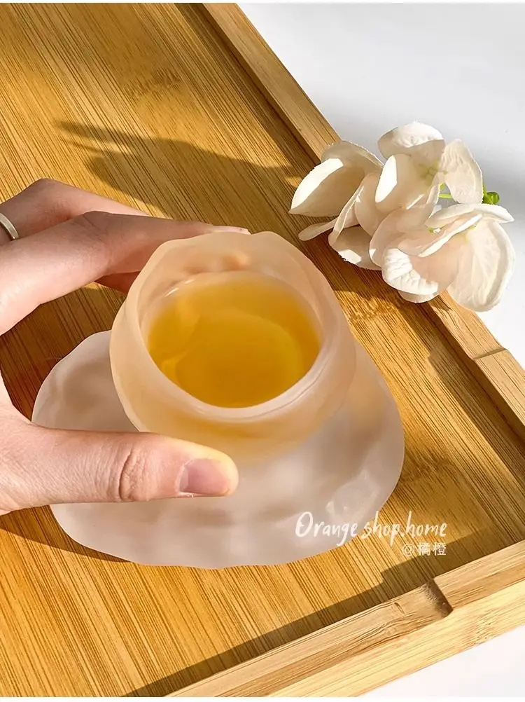 70ML Glass Tea Cup and Cup Holder Heat-resistant Thickened Glazed Tea Drinking Master Frozen Burnt Glass Cup  Kung Fu Tea Set