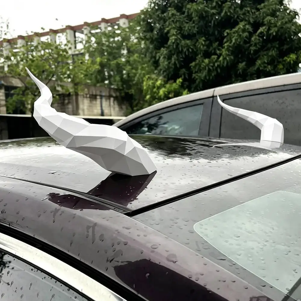 Auto-Dach-Teufelshorn-Aufkleber, 3D-Teufelshörner, Auto-Dachdekoration für SUV, Limousine, Schrägheck, einfache Installation, einzigartiges Fahrzeugzubehör – Detail 4