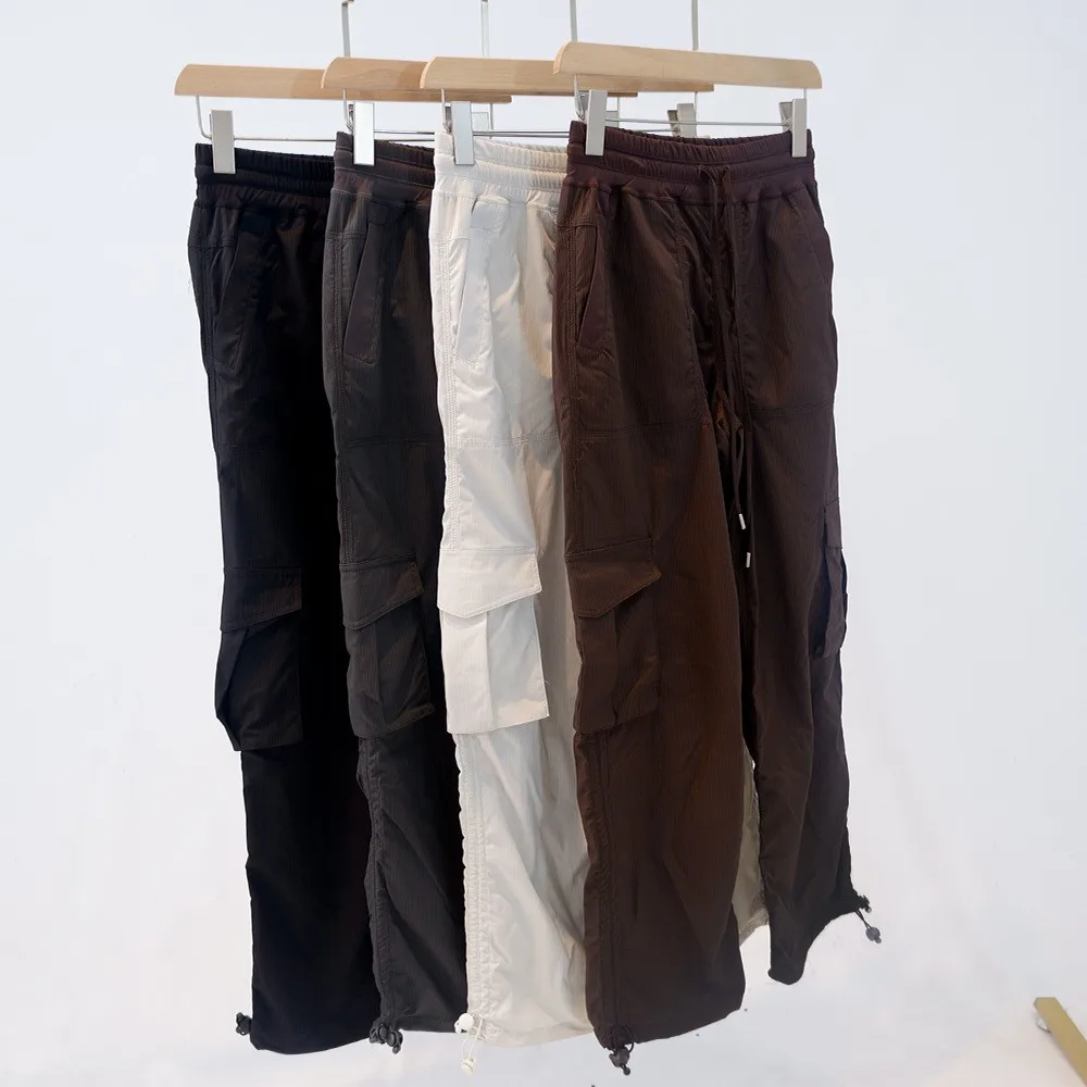 

New Women's Loose Fit Versatile American Style Fashionable Drawstring Design Large Pocket Wide Leg Stretch Work Pants