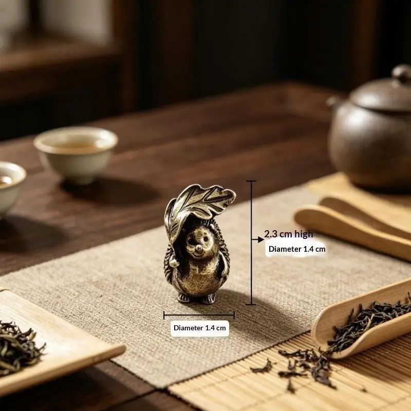 Collectible Brass Hedgehog Figurine (adorned With Leaves And Flowers), Suitable For Tabletop Display
