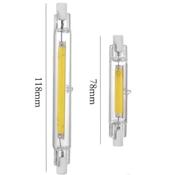 Ampoule LED COB R7S à intensité variable, 78mm, 118mm, 15W, 30W, 50W, Tube en verre céramique, Remplacement de budgétaire halogène