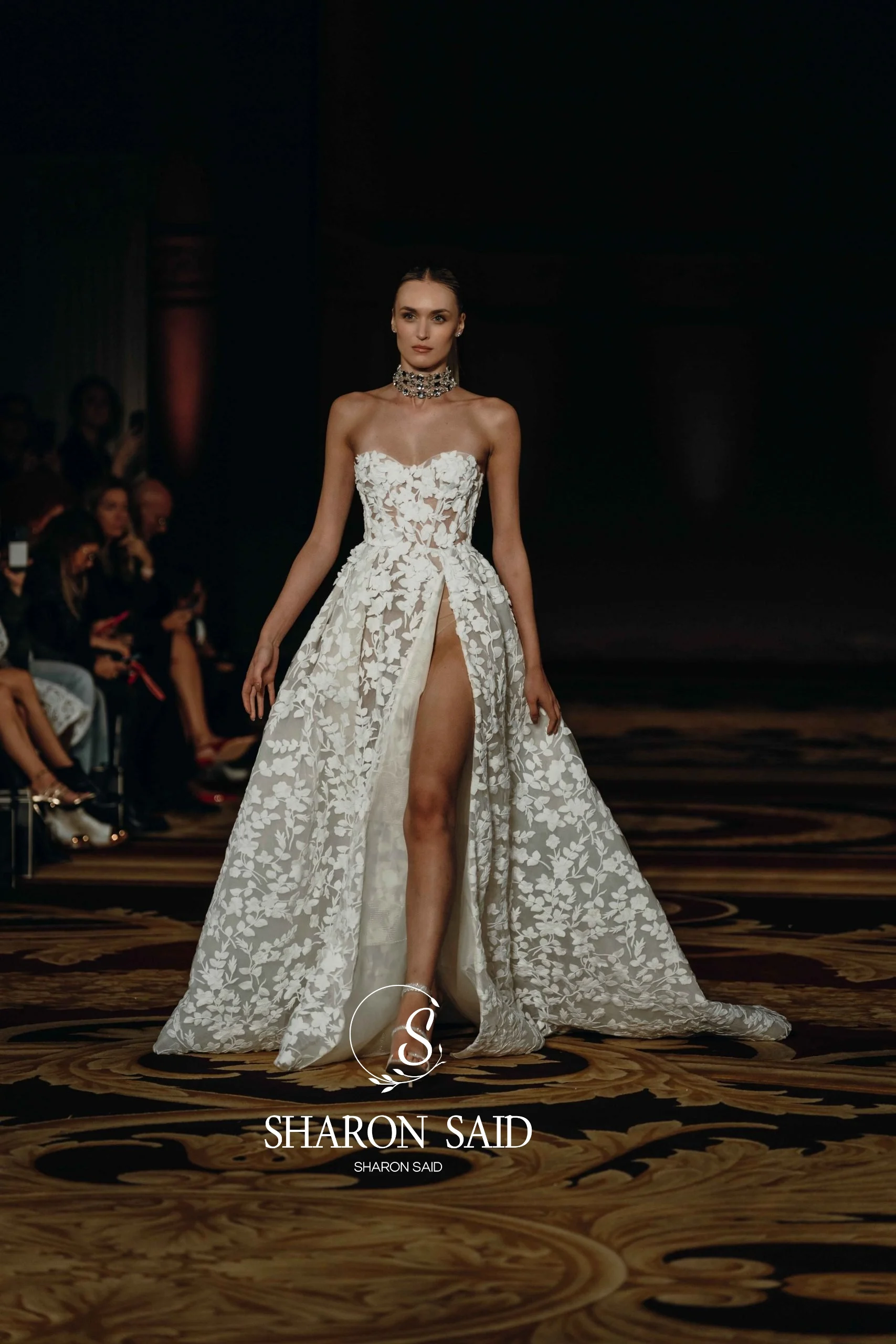 Sharon Said Romantische Hoge Split Sweetheart Off White Tule Trouwjurk 2025, A-lijn Sweep Trein Bruidsjurken SW140 Aangepaste