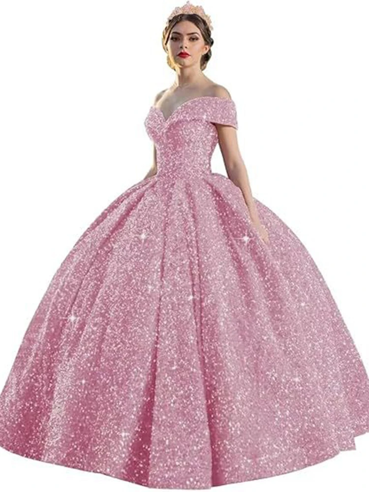 Customized Ball Gown Quinceanera Dresses Shiny Sequins Off Shoulder Prom Birthday Party Gowns Formal Vestido De Anos Sweet 16 image 5