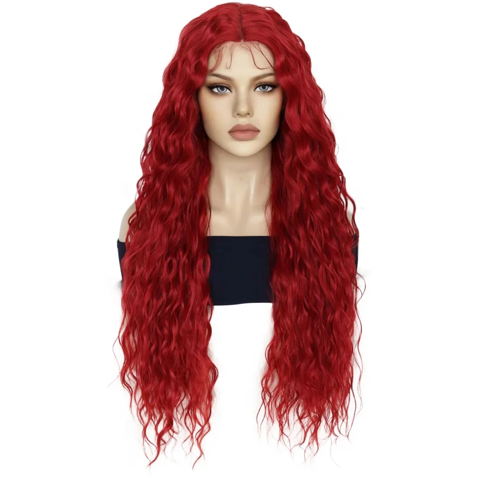 Deep Wave Lace Frontal Wigs 13x4 13X6 Red Color HD Lace Front Wig 13X4 Red Lace Front Human Hair Wig Fake Hair for Black Women