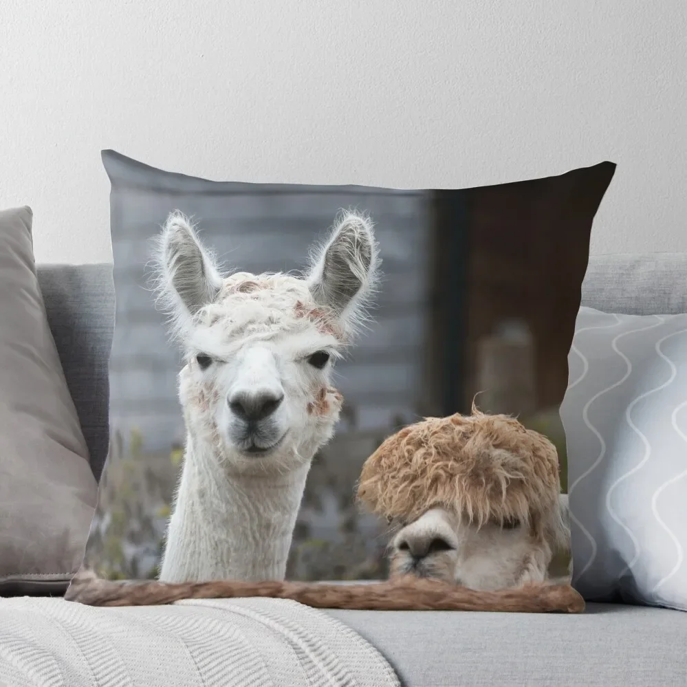 

Curious alpacas cute animals Throw Pillow Pillow Cover Decorative Cushion Cover