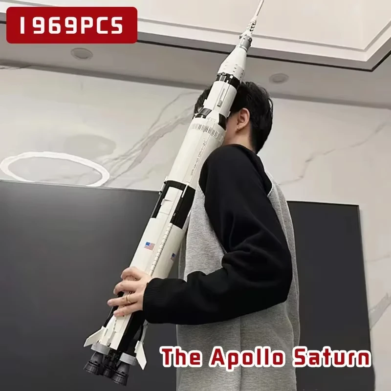 Hot Toys In Stock Apollo Saturn V Building Blocks Space Rocket Building Blocks Children's Decoration Birthday Christmas Gifts