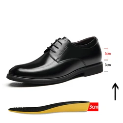 Hidden Heel Men's Dress Shoes Elevator Shoes Platform Breathable Casual Business Luxury Leather Heightening Shoes 8 6CM