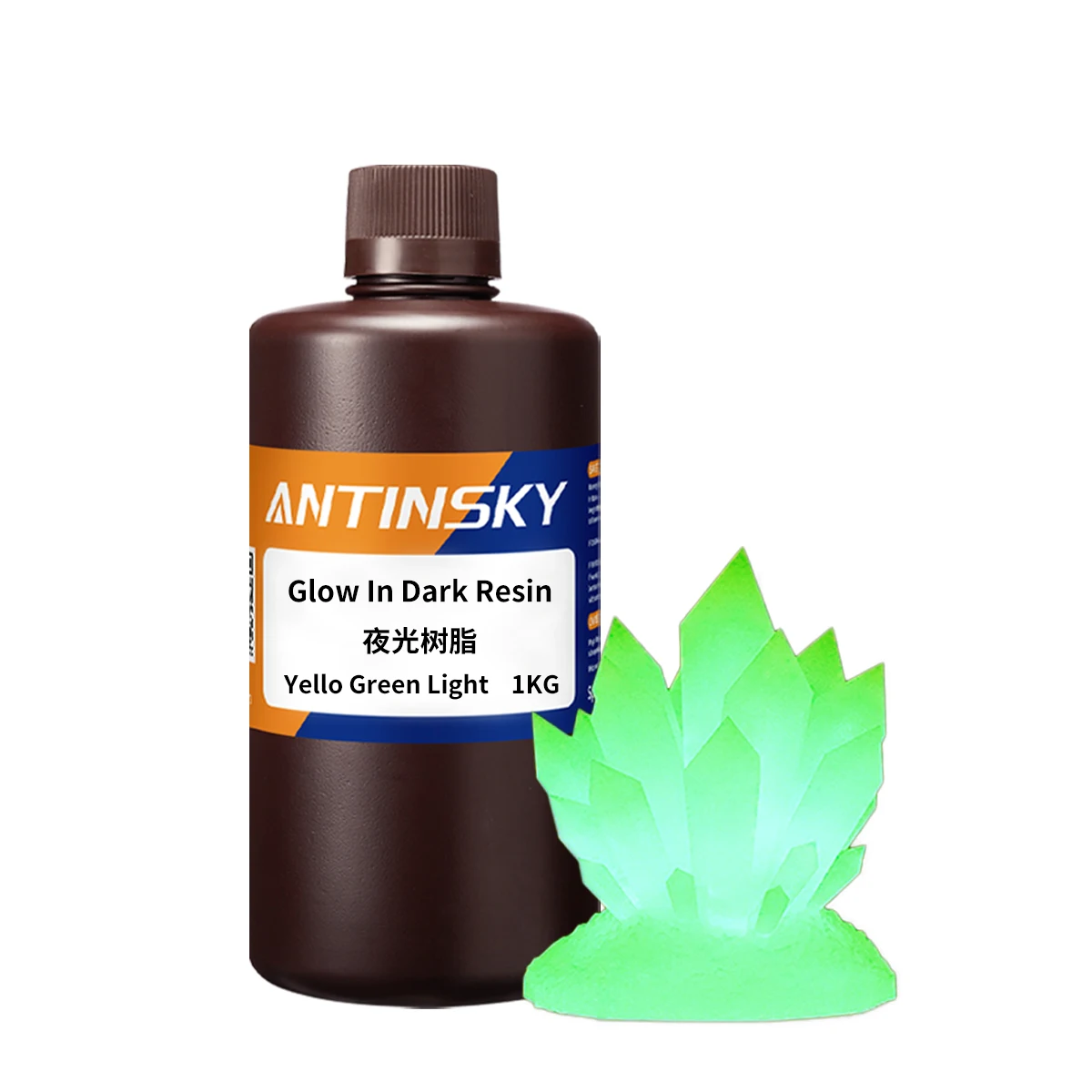 

Antinsky Glow in Drak Resin 405nm UV Curing Luminous 3D Printer Resin High Precision Low Shrinkage Fast Molding Photopolymer