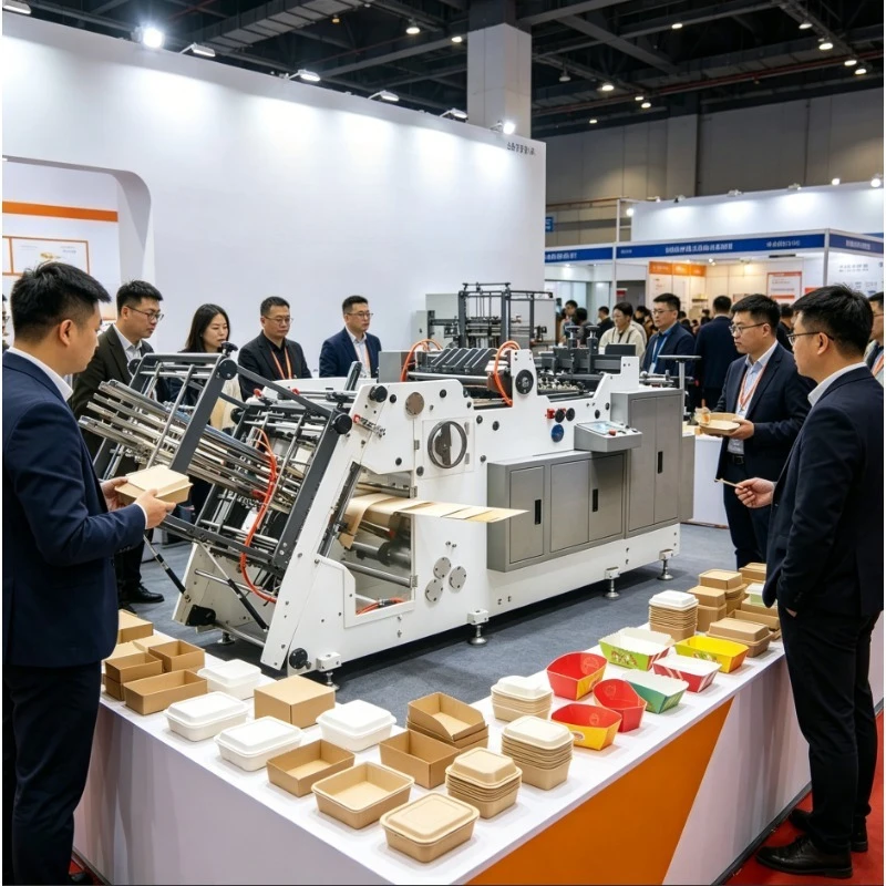 Disposable Paper Food Box Making Machine Automatic Hamburger Burger Lunch Box Carton Erecting Equipment Fast Food Packaging