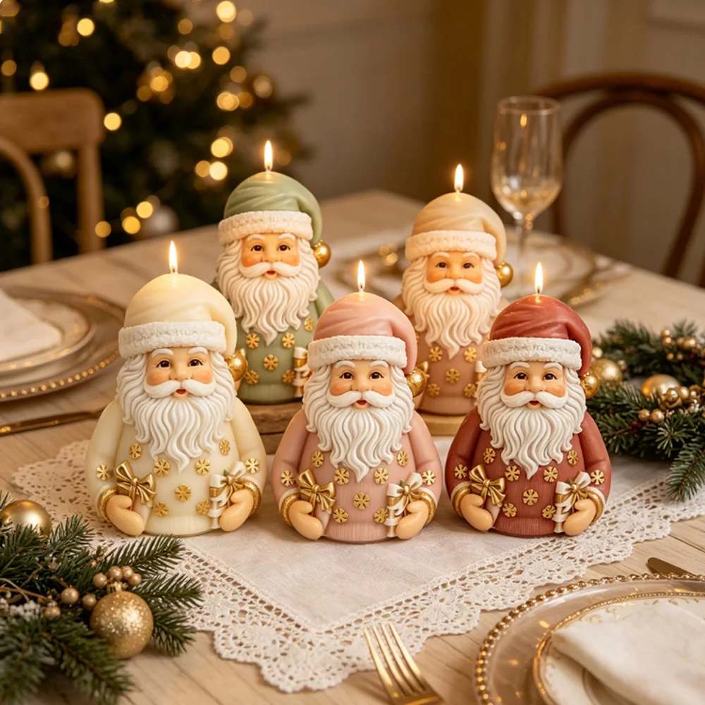 3D Santa Claus Silicone Candle Mold-Christmas DIY Scented Candle Soap Resin Plaster Handmade Mold, Home Decoration