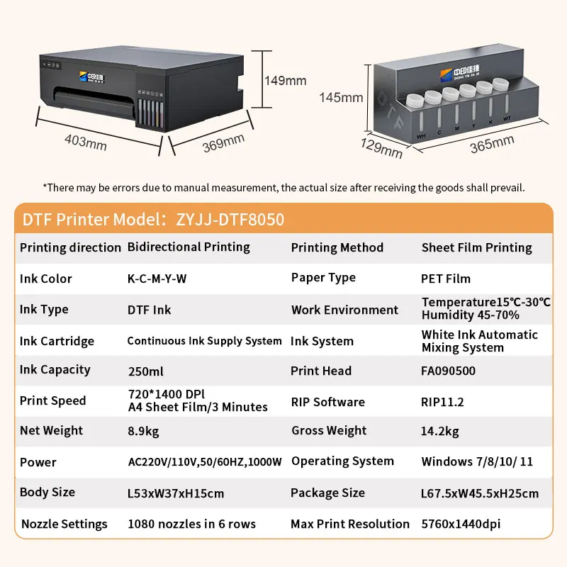 A4 L8050 DTF Printer Direct To Film Transfer Machine T Shirt Printing Machine for Home Use Beginners Small Business Budget