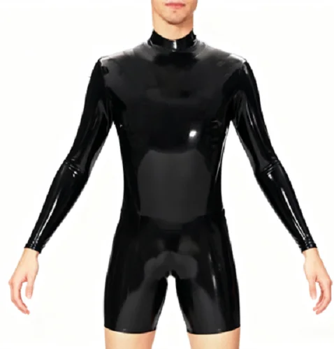 

100% Latex Catsuit Rubber Wetlook Bodysuit Costume Sport Jumpsuit Back Zipper 0.4mm S-XXL