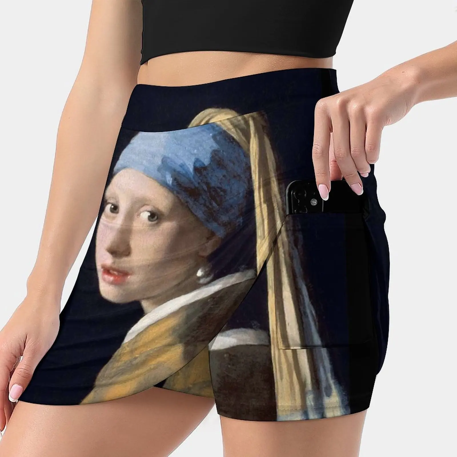 

Girl , Girl With A Pearl Earring , Art , Painting , Vermeer Women's skirt Mini Skirts A Line Skirt With Hide Pocket Johannes