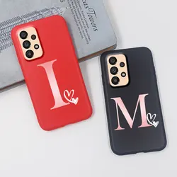 A53 A33 5G Etui Love Heart Letter Dla Samsung Galaxy A33 5G A 33 Etui Silikonowe Matowe Czarne Czerwone Funda Dla SamsungA53 A 53