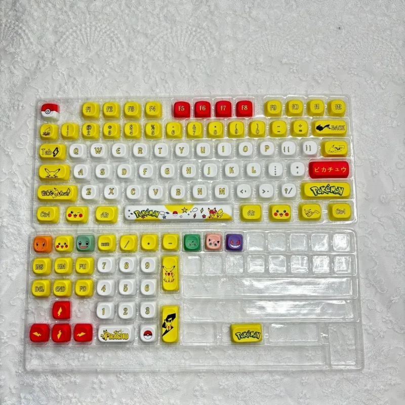 131 Keys/Set Anime Pokemon Keycaps MOA Height Sublimation Five Sided PBT Mechanical Keyboard Customize DIY Cute Festival Gifts view 6