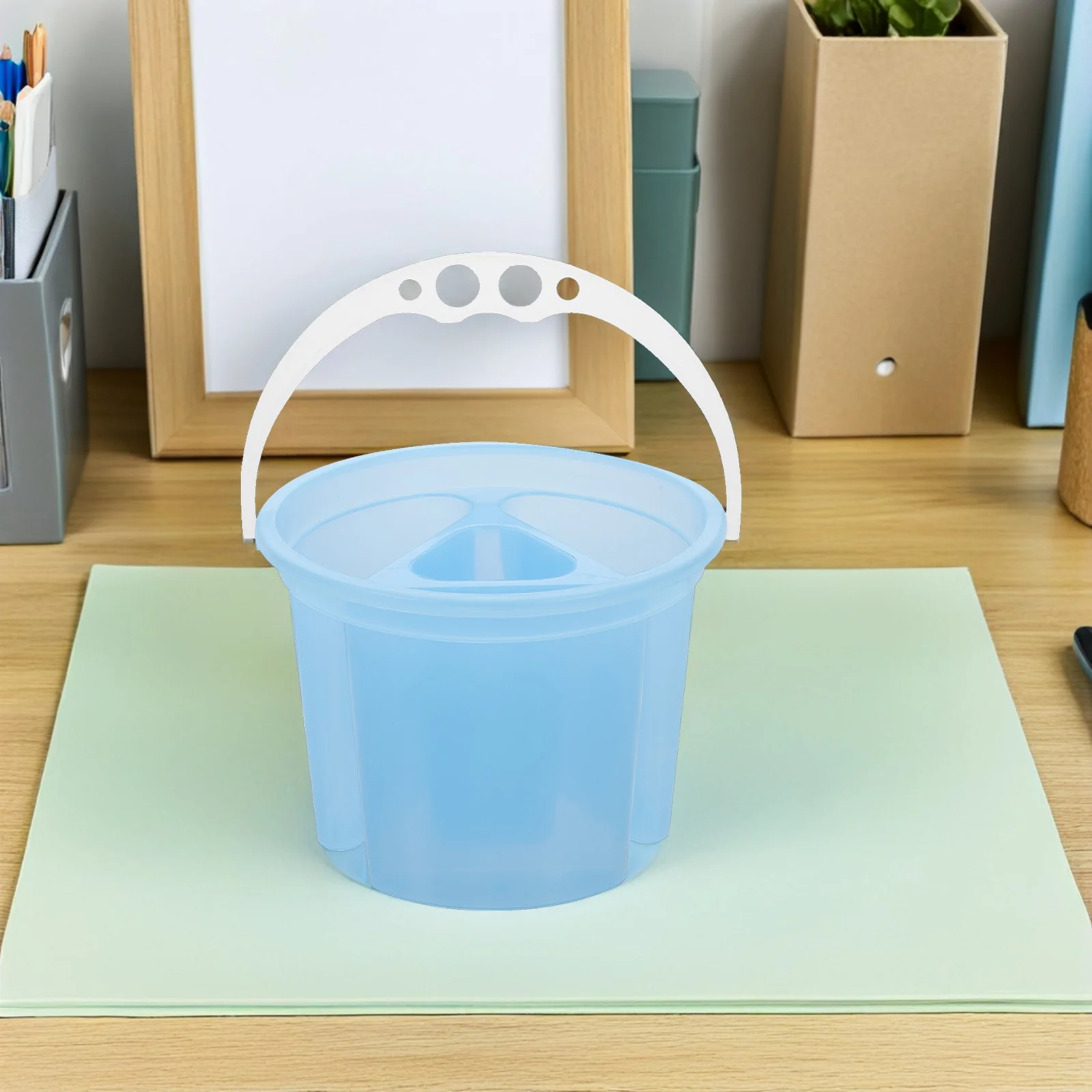 3pcs Plastic Paint Bucket Multicompartment Lightweight Portable Wide Mouth Brush Cleaning Container Stable Base For Watercolor