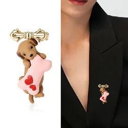 Cute Resin Pet Dog Shape Brooches for Women Animals Office Party Lapel Pin BFF Gifts Suit Bag Jewelry Accessories