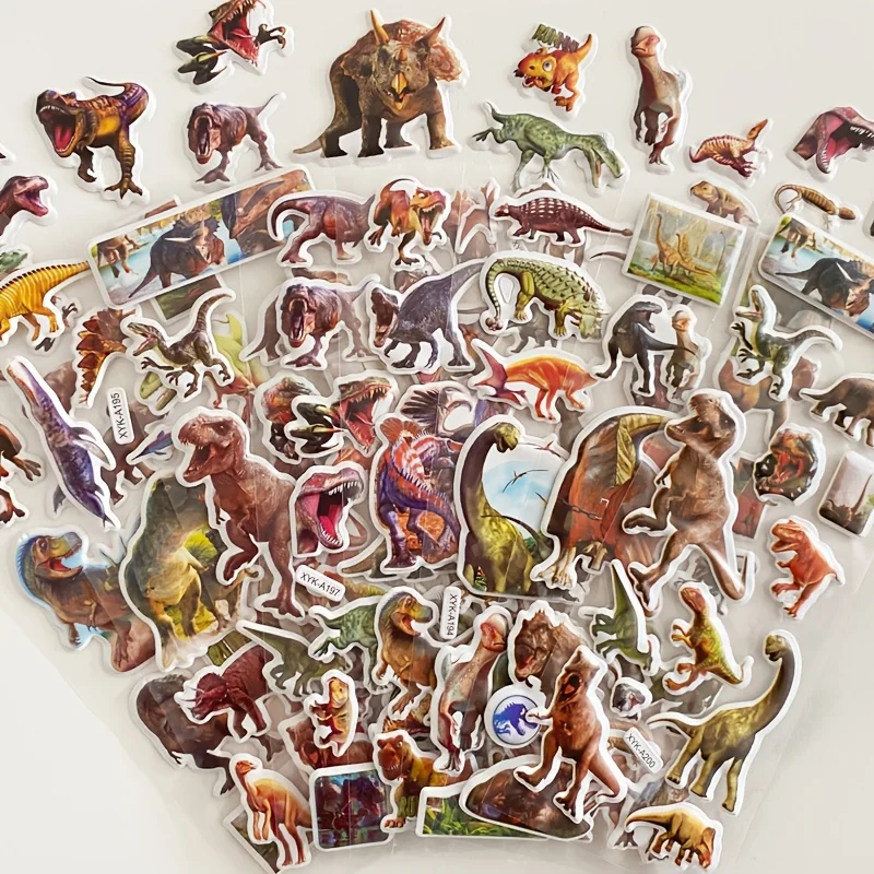 5/10pcs Realistic Dinosaur 3D Bubble Self-adhesive Stickers Tyrannosaurus Stickers Party Decoration, Home Decoration JXB