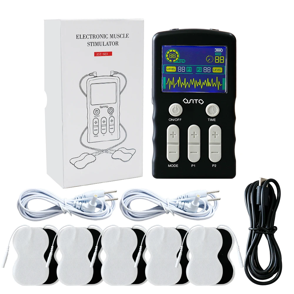

Digital TENS Unit 2-Channel Rechargeable EMS Muscle Stimulator with 50 Intensity Levels for Back Neck Shoulder Joint Pain Relief