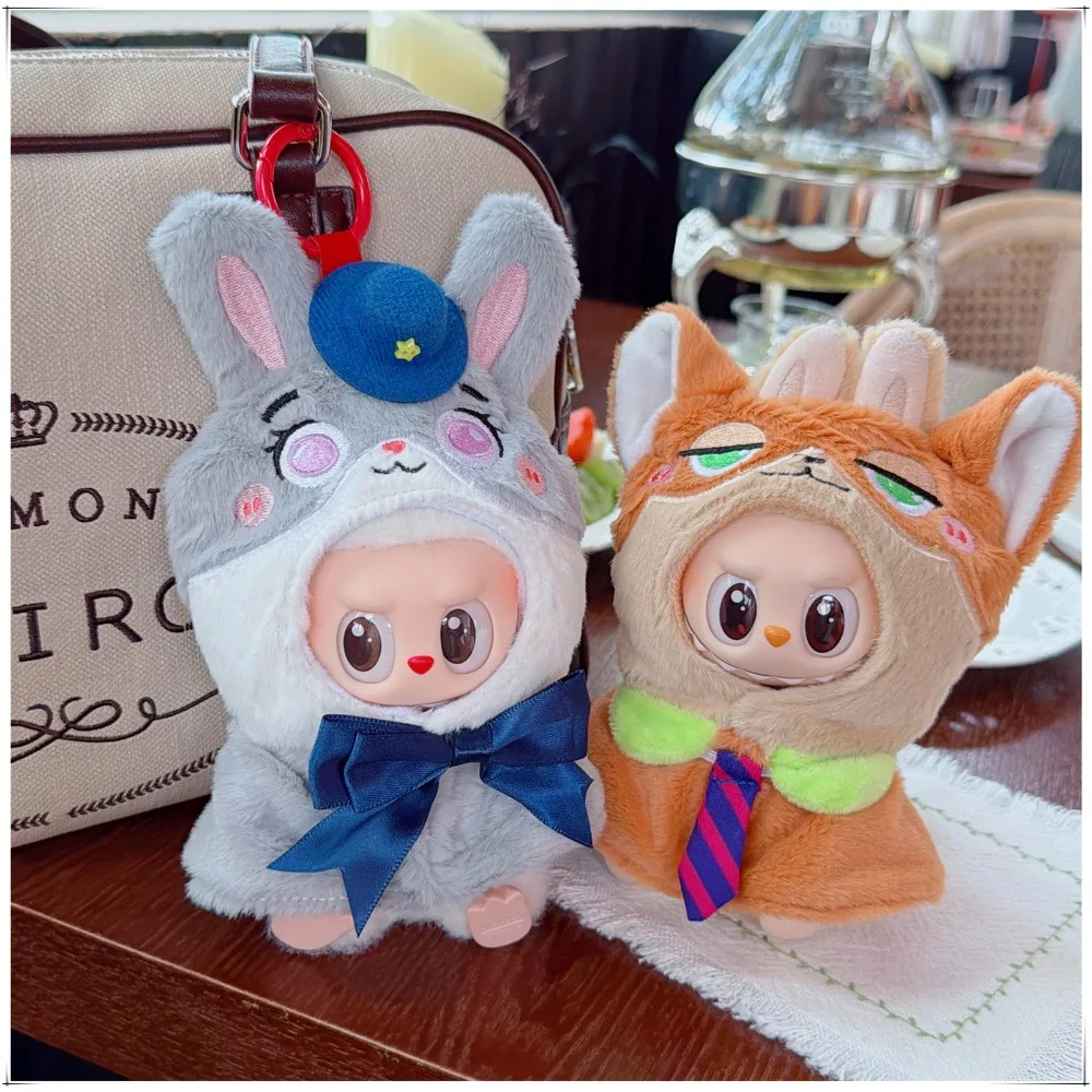 

17 см одежда для кукол Labubu, полицейский кролик, лиса, плащ, шаль, наряд для кукол, аксессуары для сидения, вечерние игры, рождественский подарок, игрушки