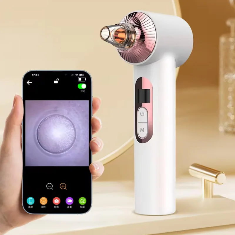 جهاز إزالة الرؤوس السوداء بالضغط البارد الساخن متعدد الوظائف للعناية بالبشرة مزيل الرؤوس البيضاء لحب الشباب مع كاميرا عالية الدقة