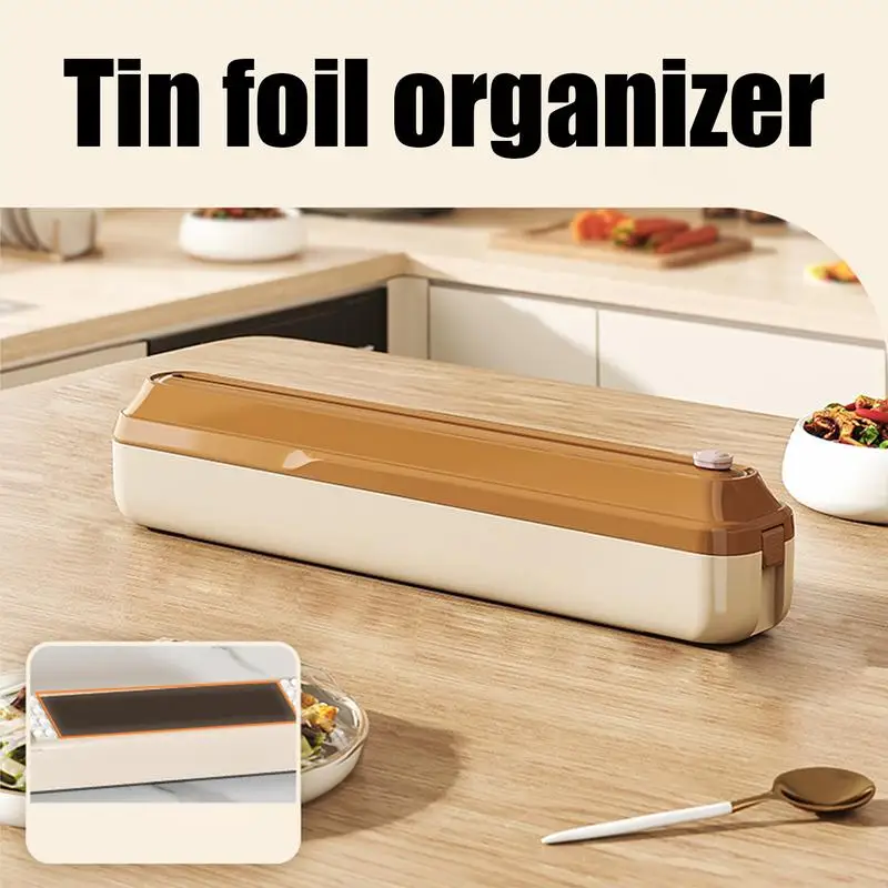 Magnetic Wrap Dispenser With Cutter Refillable Food Wrap Storage Dispenser Kitchen Food Cling Sliding Cutter For Home Kitchen