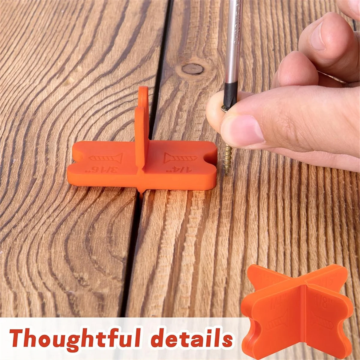 أداة فاصل سطح السفينة BAAQ مكونة من 8 قطع، 4 فواصل ألواح سطح السفينة بسمك (1/16 بوصة، 1/8 بوصة، 3/16 بوصة، 1/4 بوصة)، فواصل سطح السفينة باللون البرتقالي المتنوع