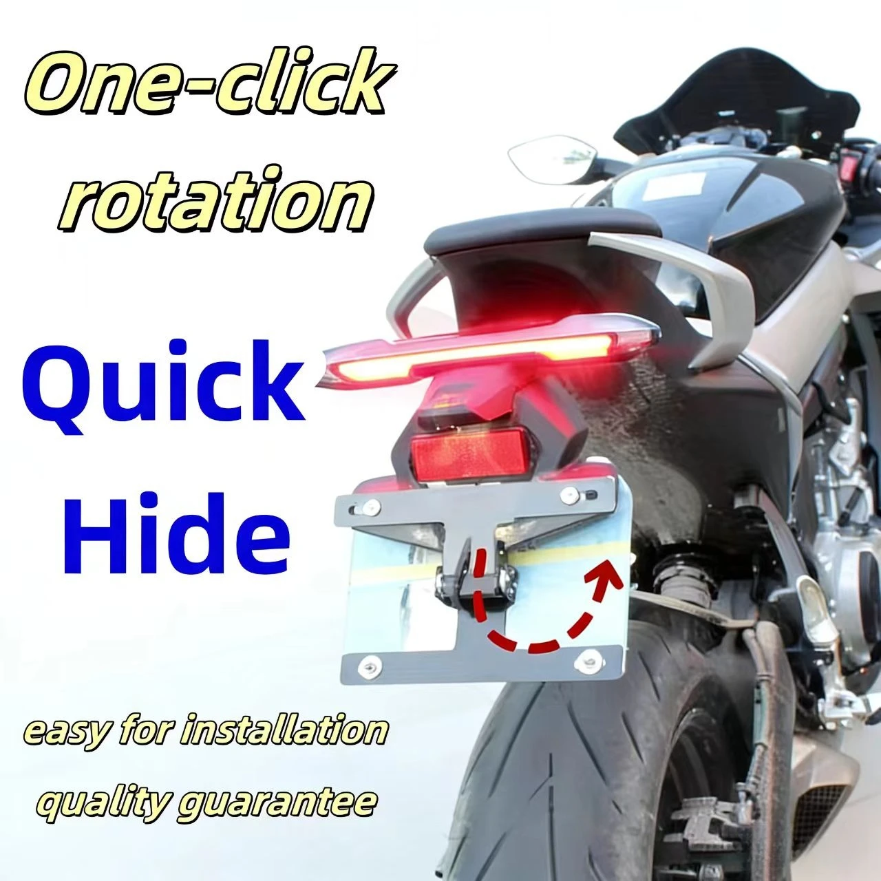 

Мотоциклетный номерной знак вращается свободно и может быть регулирован с помощью кнопочного переключателя, рамка управления, модный тренд.