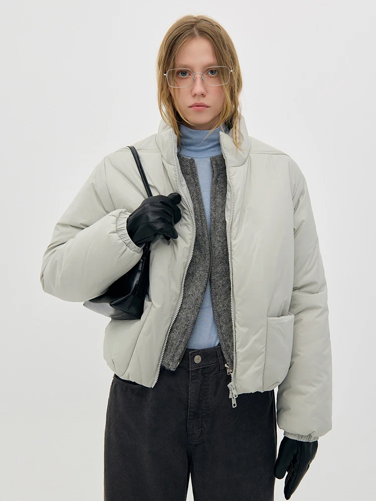 

Женская классическая зимняя куртка-пуховик с воротником-стойкой, утепленная, из нейлоновой ткани, на молнии, новинка