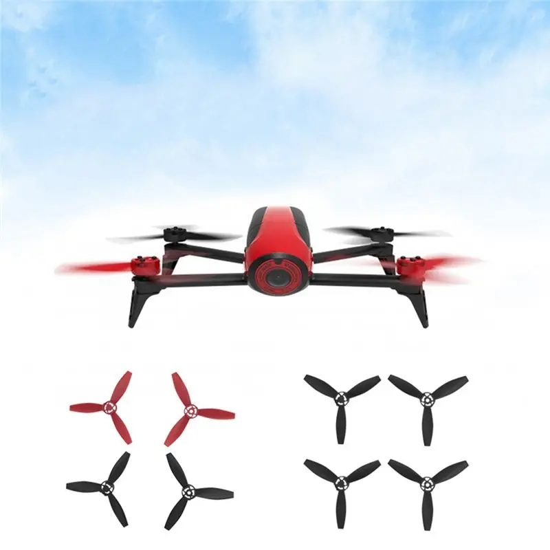 DT18 4PCS Propeller Blades for Parrot Bebop 2 Drone, ABS Composite Material Replacement Drone Accessories Black+Red