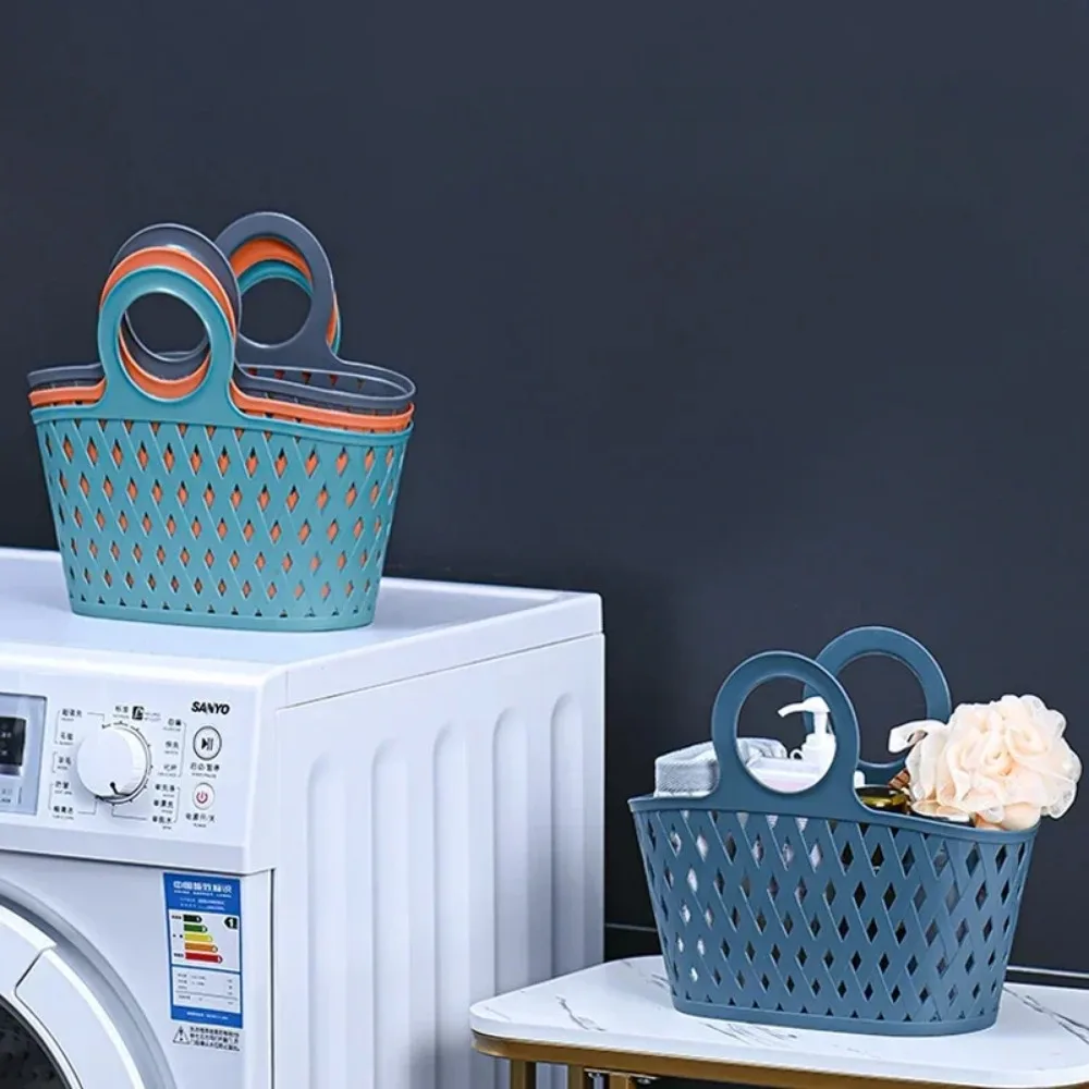 Portable Hollow Up Bathing Basket Bathroom Washing Supplies Storage Basket Hand Bag Type Laundry Drain Organizer Case Bathroom