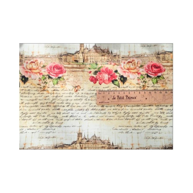 Tissu en toile de coton fin avec imprimé de fleurs rétro Vintage, sac de bricolage fait à la main, coussin de dos d'oreiller, nappe, CR-153