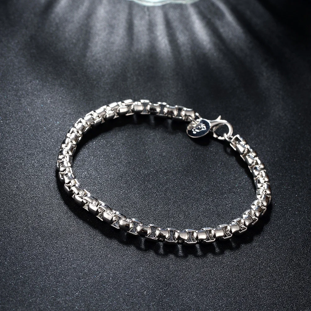 

New 925 Sterling Silver Fine 4MM Round Lattice Bracelet for Woman Street Fashion Wedding Party Holiday Gift Streetwear Jewelry