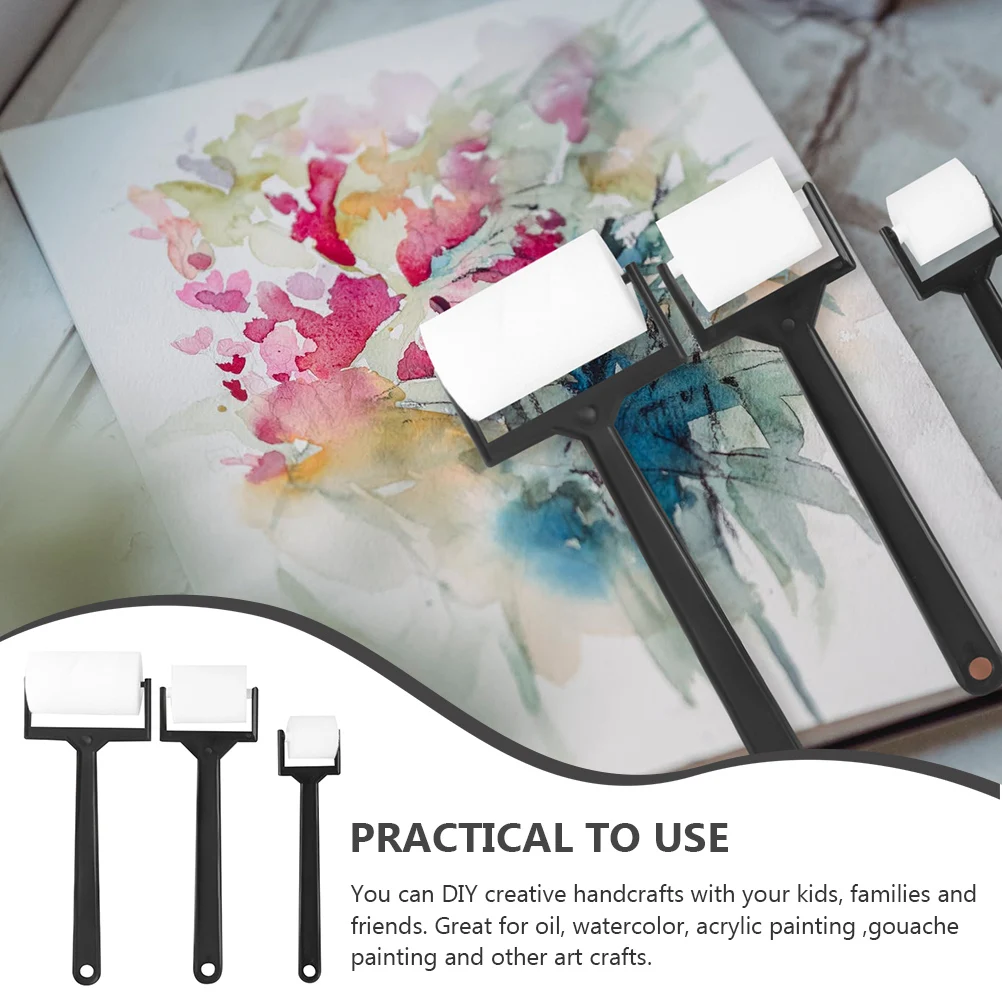 

3Sets Sponge Roller Brush Painting Tool for DIY Art Projects Watercolor Oil Painting Drawing Craft Activity