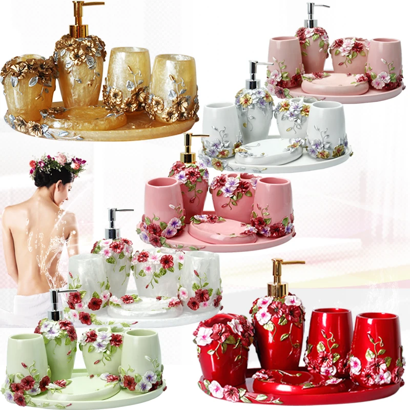 

Resin Bathroom Set toiletries supplies Household accessories Storage tray Mouthwash cup Soap dish Lotion Bottle