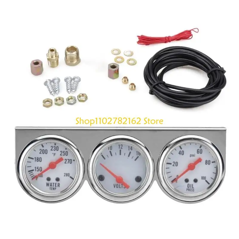 

547B Triple Gauge 52mm Car Mechanical Gauge Voltmeter