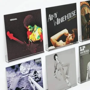 2 قطعة واضح الحائط الاكريليك عرض الوقوف الفينيل سجل حامل العائمة الجرف LP القرص ألبوم تخزين الرف أفضل 6 حامل سجل فينيل مبيعا - رقم 1