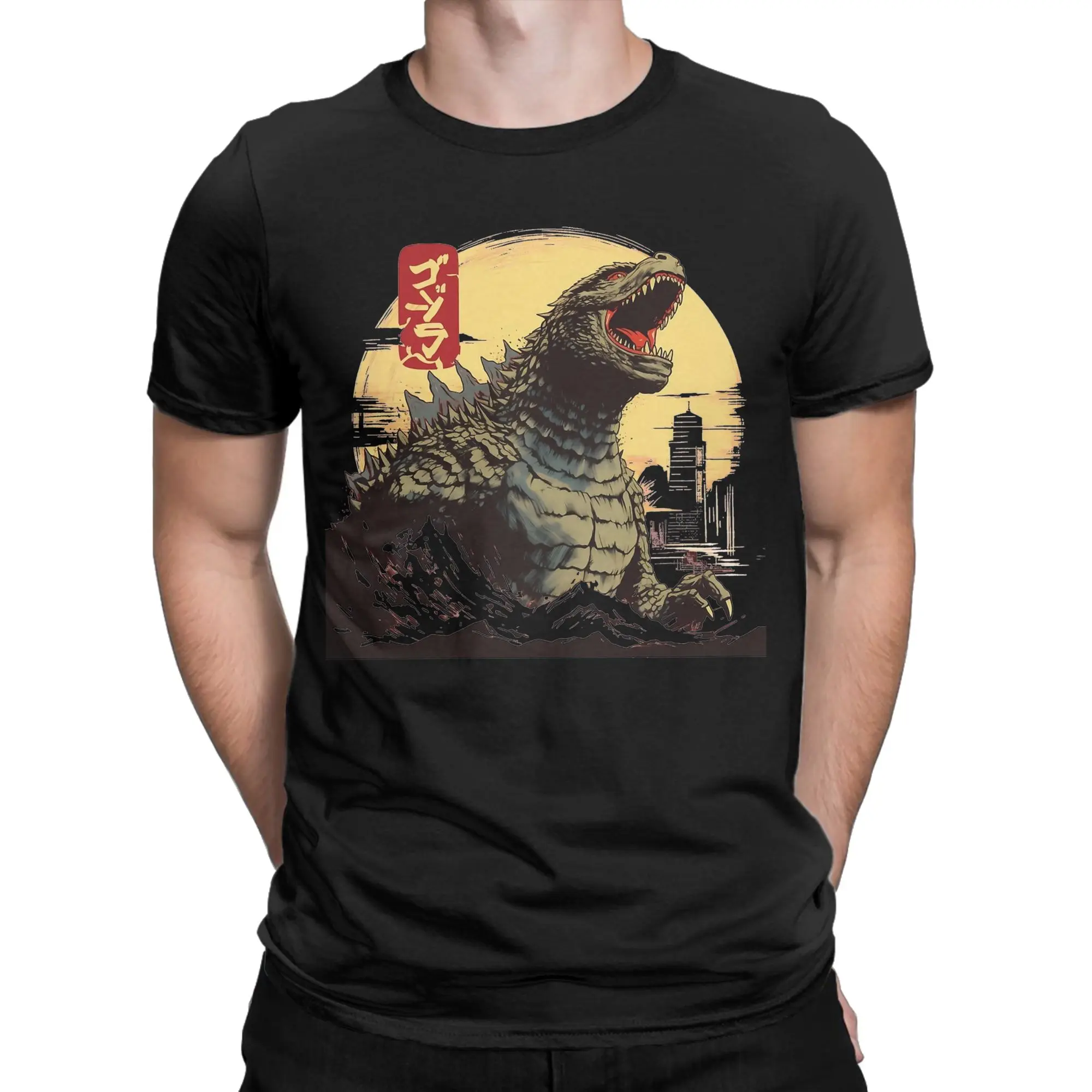Godzillaed City Destruction Tshirts Unisex Cotton Tops Shirts Retro  Round Neck Short Sleeve