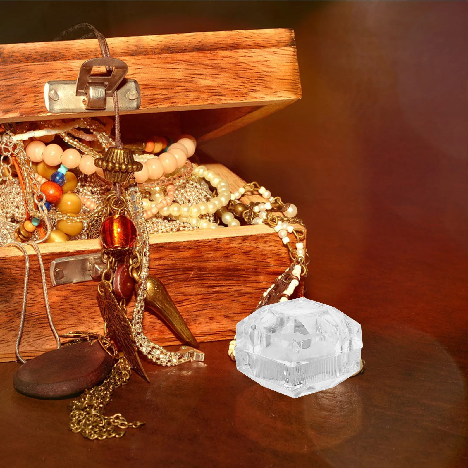 

10pcs Acrylic Jewelry Box Organizer, Ring Storage Box For Wedding Ceremony, Small Engagement Ring Box, Travel Jewelry Case, Gift