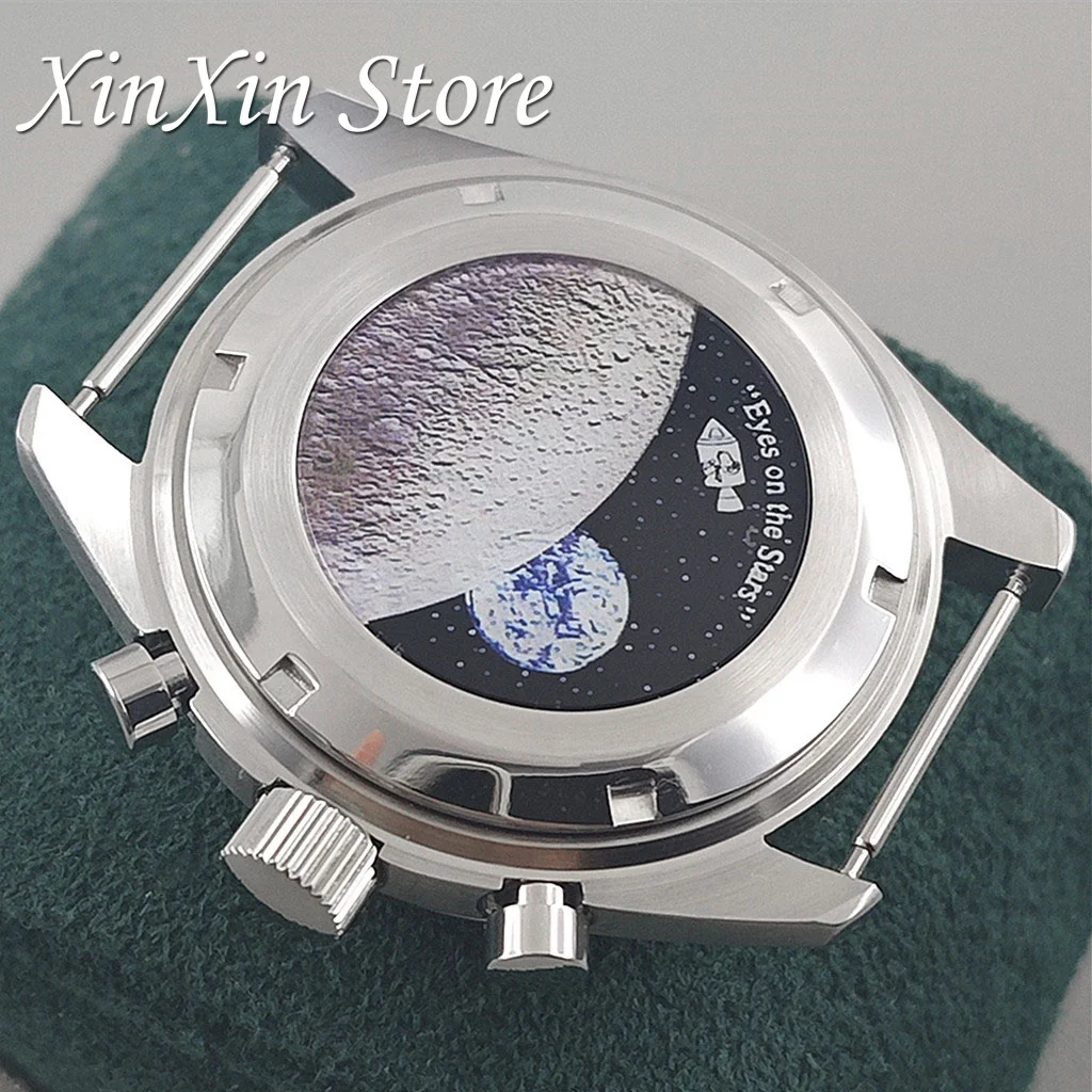 عالية الجودة 39.7 مللي متر ساعة الفولاذ المقاوم للصدأ القمر الغطاء الخلفي حافظة كرونوغراف ل VK63 VK64 حركة الكوارتز لصندوق ساعة OMG