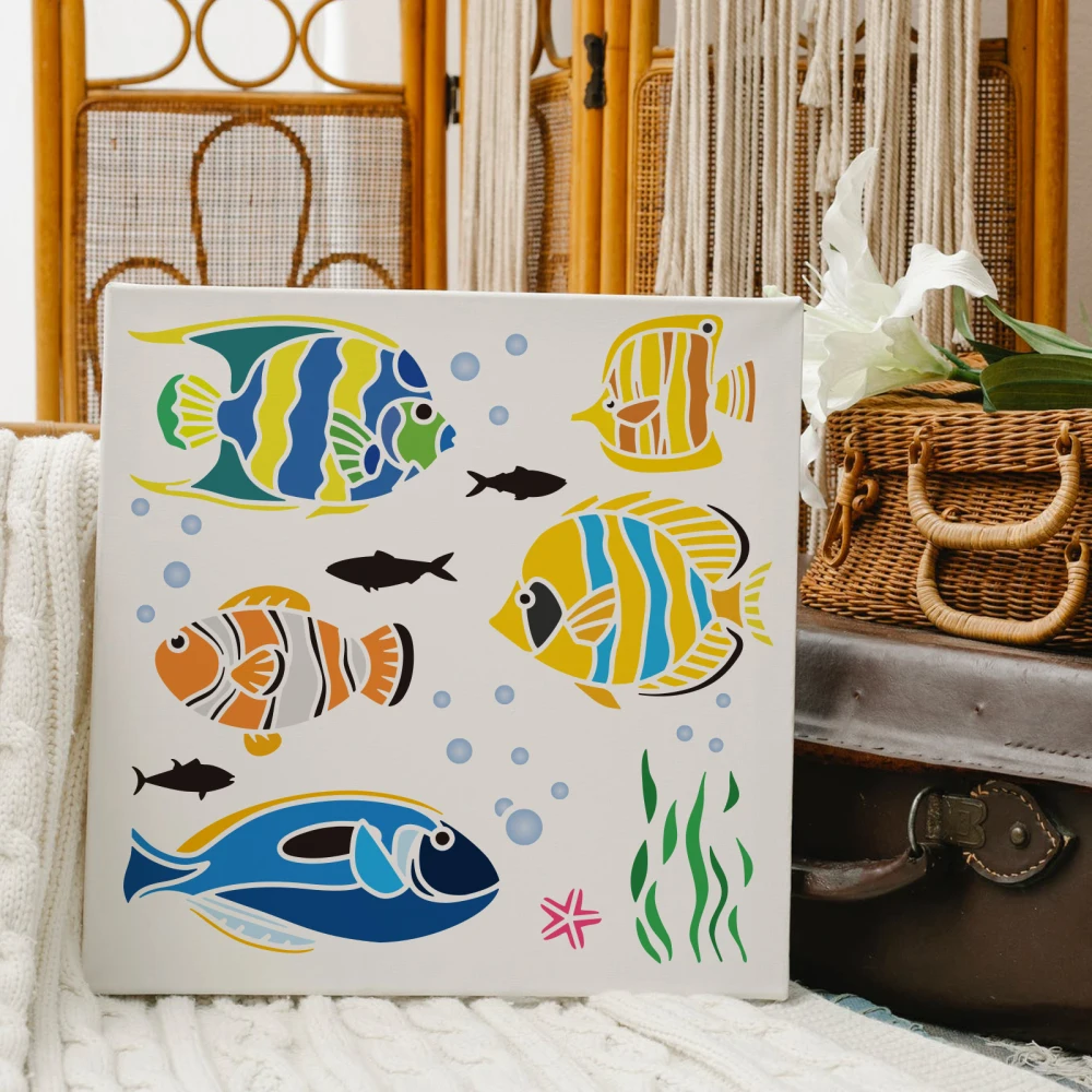 Tropical Fish Stencil Fish Stencils for Painting Reusable Sea Animal Stencil Sea Creature Stencil for Paint on Wood Tile Paper