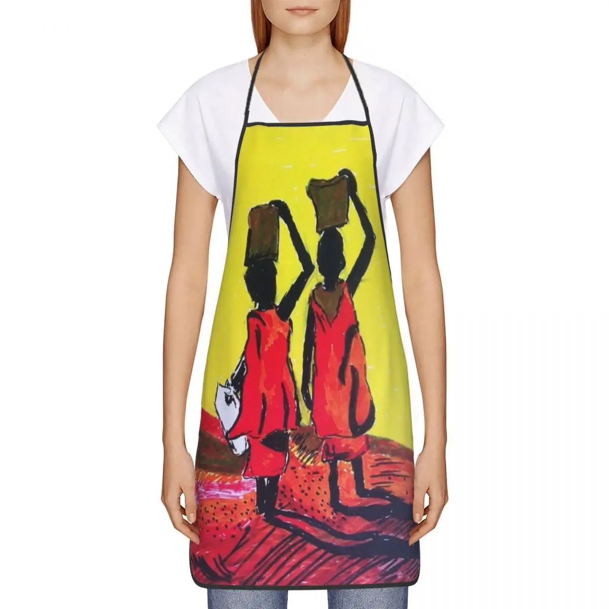 African Women Art Apron Women Men Africa Pattern Adult Unisex Kitchen Chef Bib Tablier Cuisine Cooking Baking Gardening