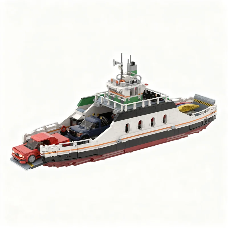 2395pcs MOC Medium Sized Car Ferry - Alternate Color Scheme City Harbor Model Building Blocks Construction Toy Christmas Gift